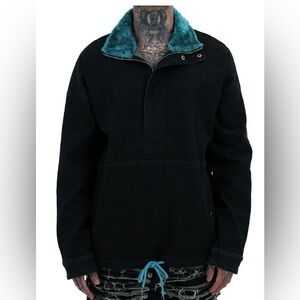The‎ Hideout Clothing Black Jacket with Teal Collar